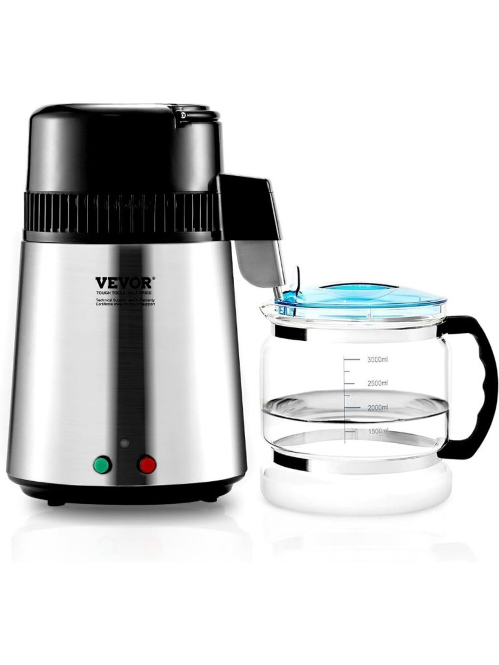 4L Water Distiller Purifier for Home, Stainless Steel Countertop Machine, 750W